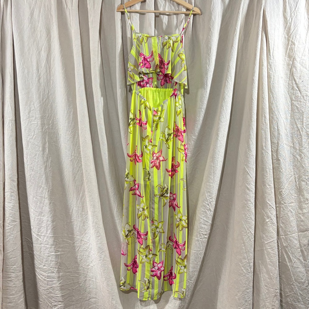 Gianni Bini Bohemian Summer Neon Floral Striped Maxi Dress NWT Size S - Picture 3 of 8